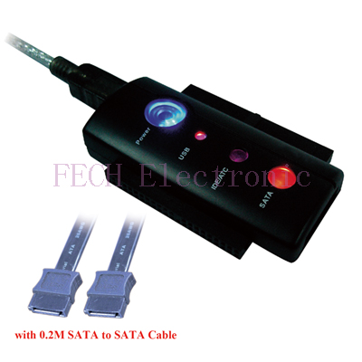 USB 2.0 TO IDE & SATA  ADAPTER , w/0.8M USB 2.0 transfer cable , w/power
