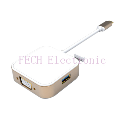USB TYPE C TO VGA+USB3.0*2+TYPE C