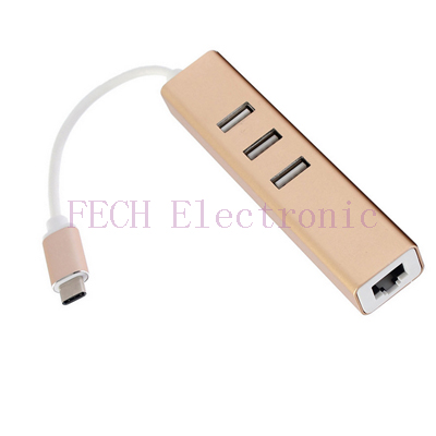 USB Type C to  Gigabit Ethernet Adapter (LAN1000)  + 3 port USB3.0 Hub 